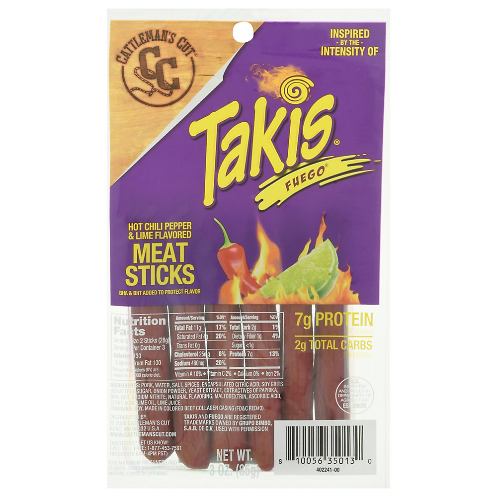 Calories in Cattleman's Cut Takis Fuego Meat Sticks, 3 oz
