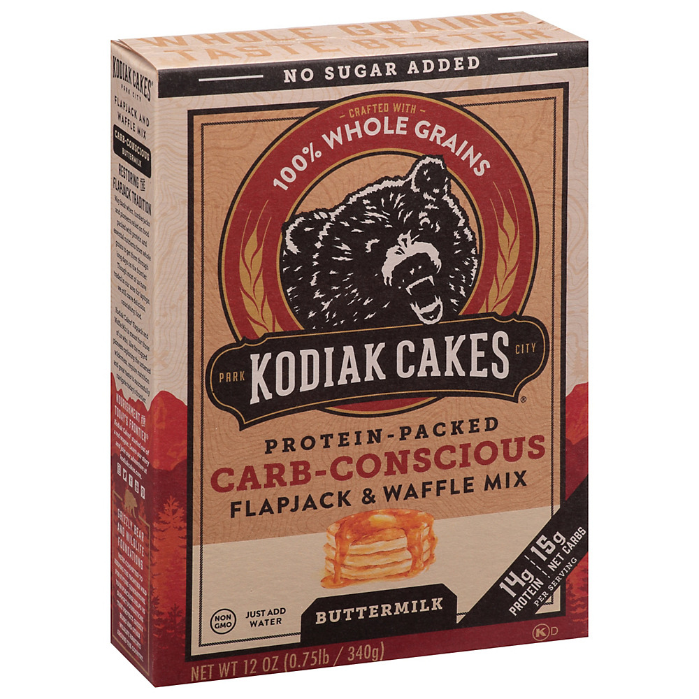 Calories in Kodiak Cakes Protein-Packed Carb-Conscious Buttermilk Flapjack & Waffle Mix, 12 oz