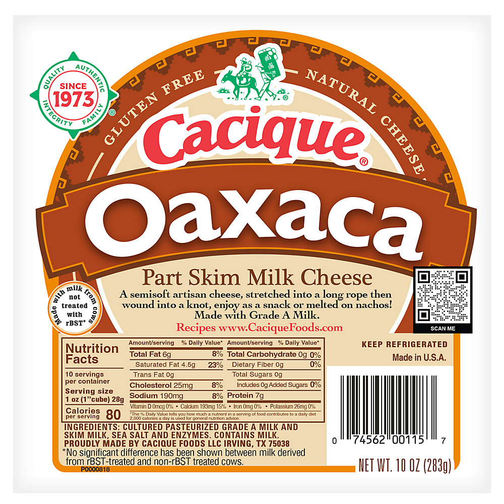 Calories in Cacique Oaxaca Cheese, 10 oz