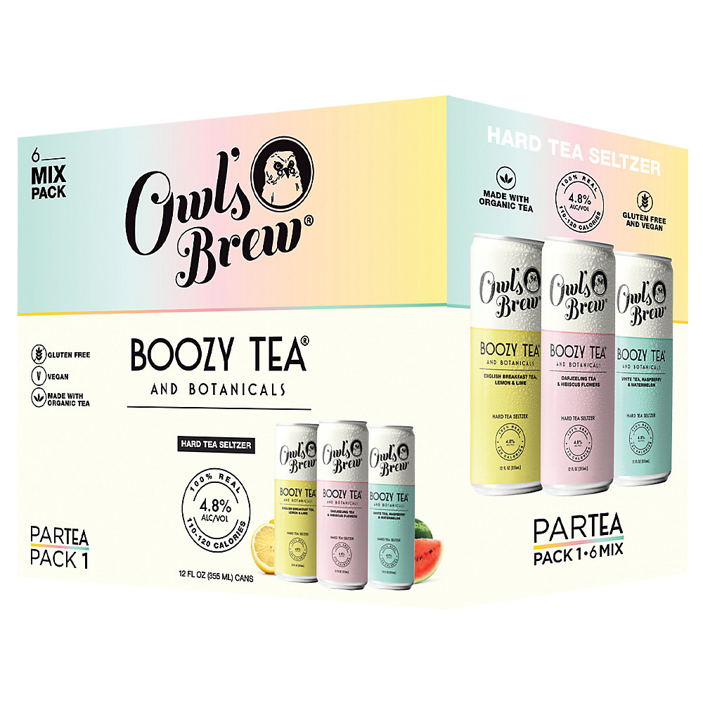 Calories in Owl's Brew Boozy Tea Hard Seltzer Mix Pack 12 oz Cans, 6 pk
