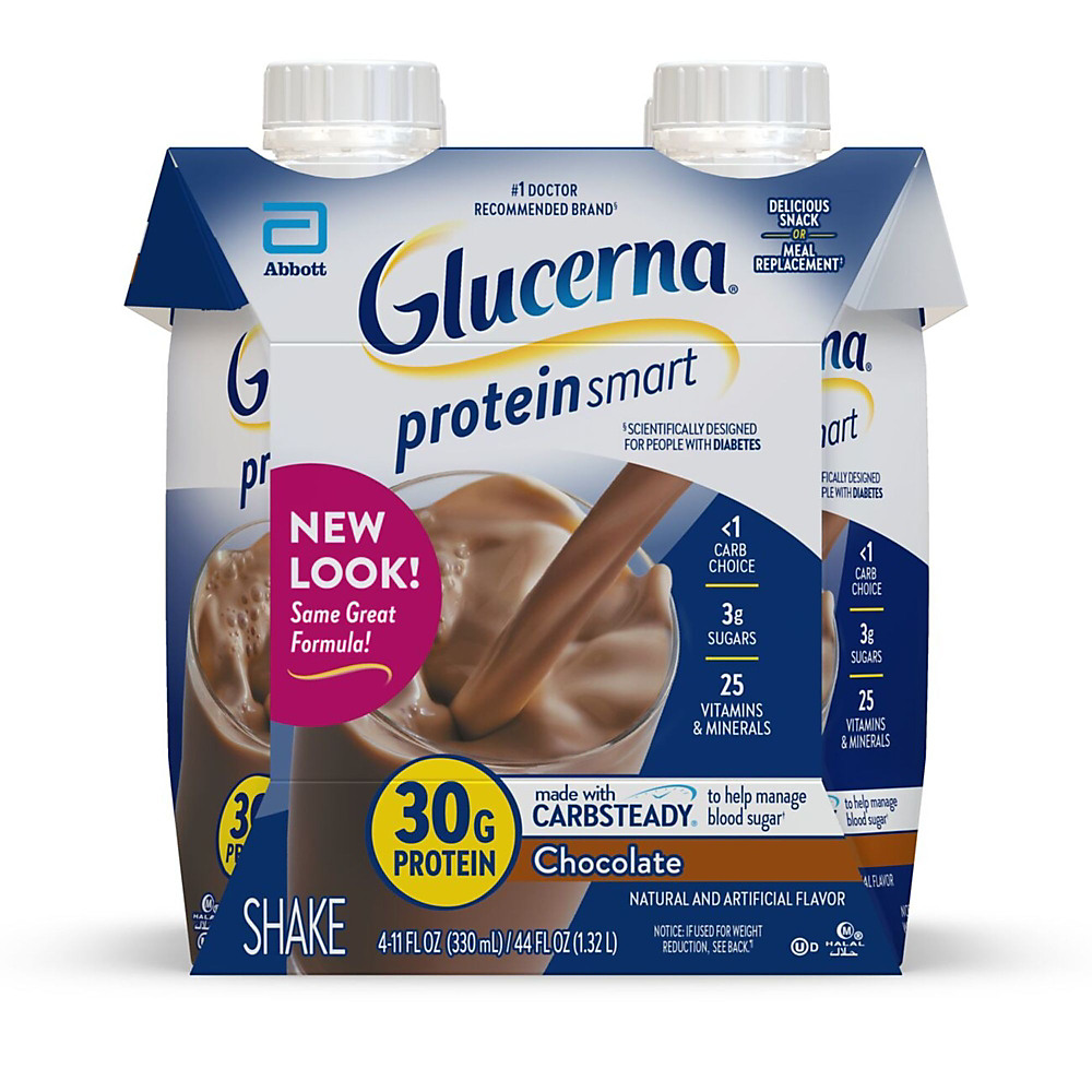 Calories in Glucerna 30g High Protein Nutrition Shake Chocolate Ready-to-Drink 11 fl oz Bottles, 4 pk