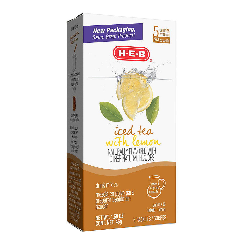 Calories in H-E-B Lemon Iced Tea Drink Mix, 6 ct