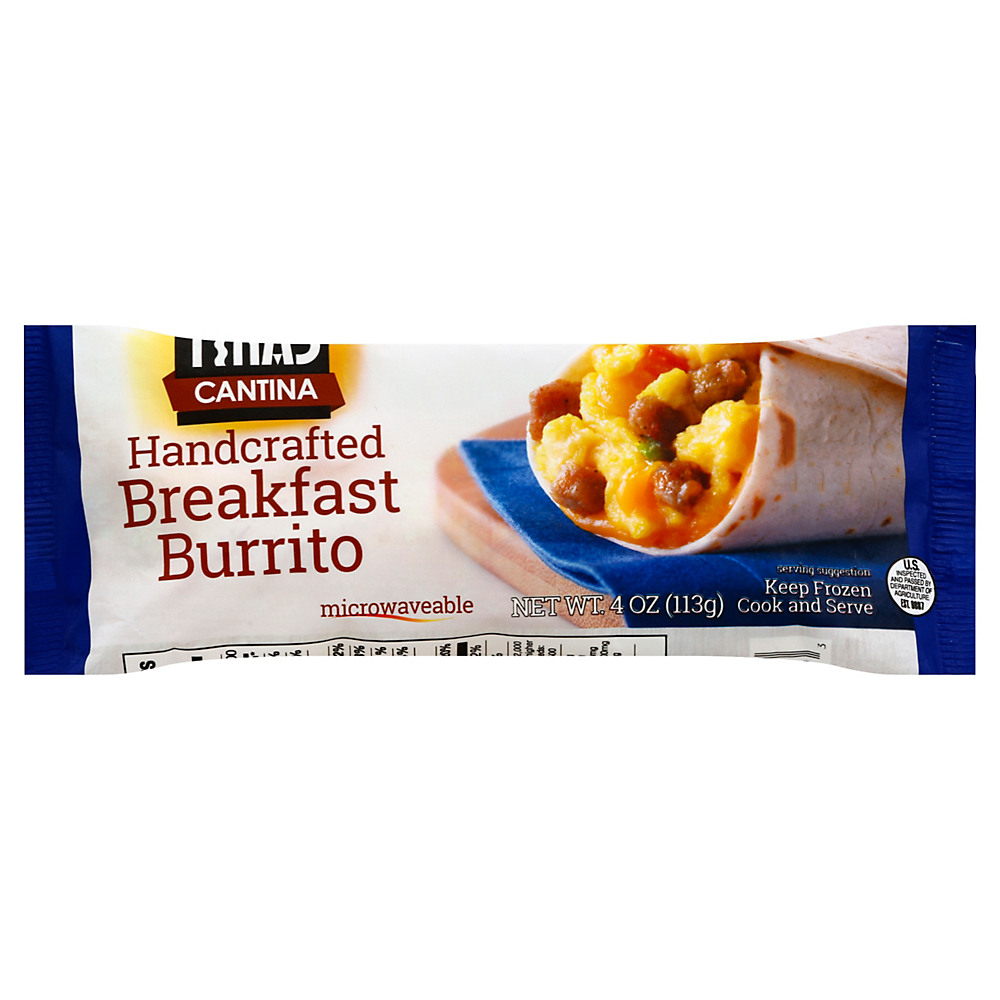 Calories in Tina's Cantina Egg Sausage & Cheddar Cheese Breakfast Burrito, 4 oz