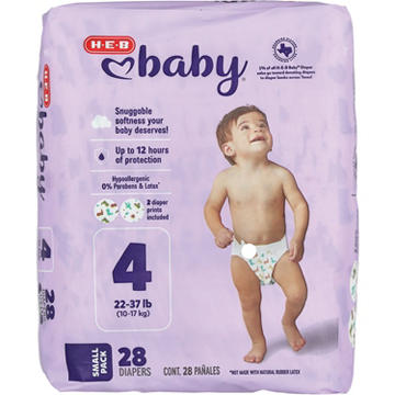 H-E-B Baby Small Pack Diapers - Size 4, 28 ct