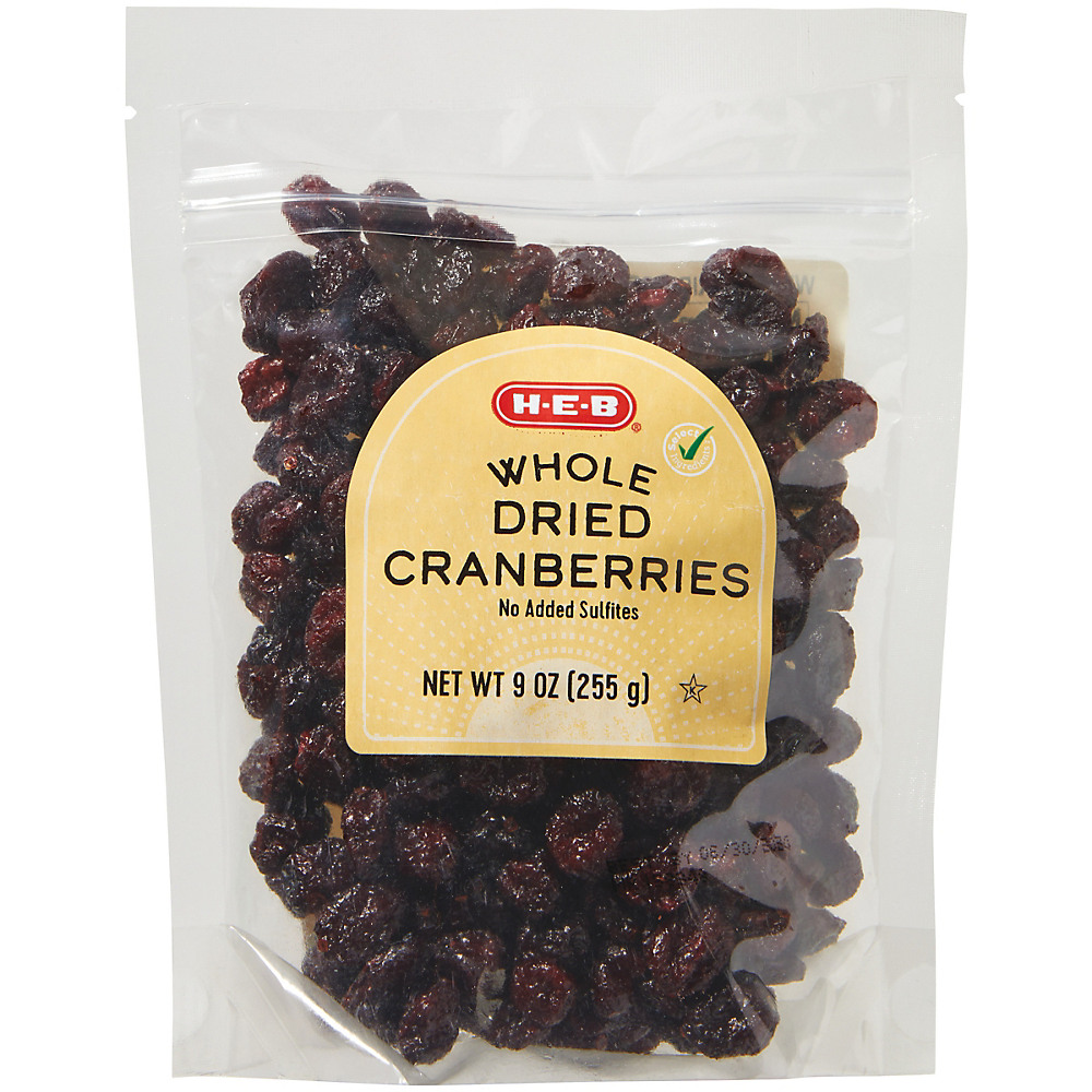 Calories in H-E-B Dried Whole Cranberries, 9 oz