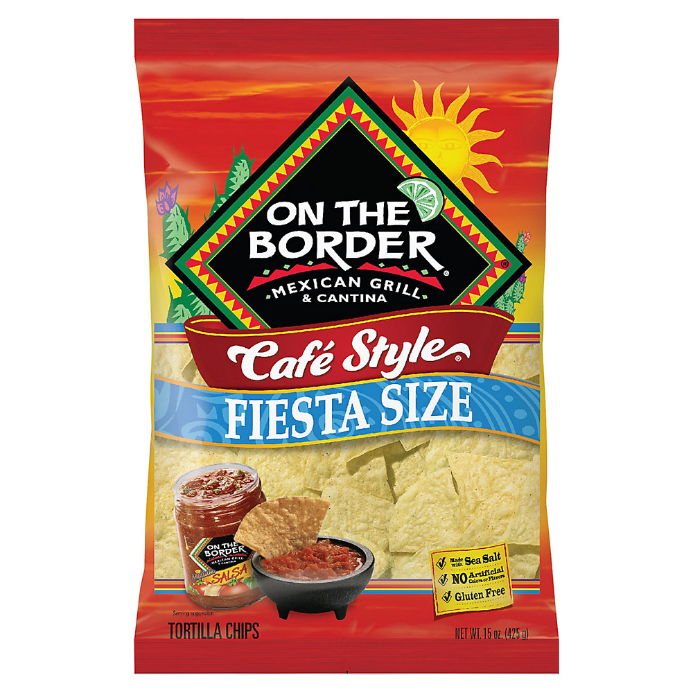 Calories in On The Border Cafe Style Tortilla Chips, 15 oz