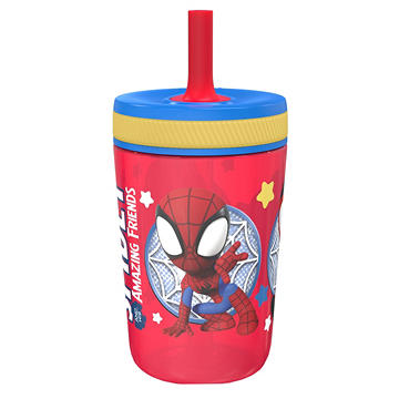 Zak! Designs Kids Plastic Tumbler with Straw - Spider-Man, 15 oz