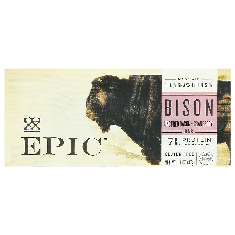 Calories in EPIC Bison Uncured Bacon & Cranberry Bar, 1.3 oz
