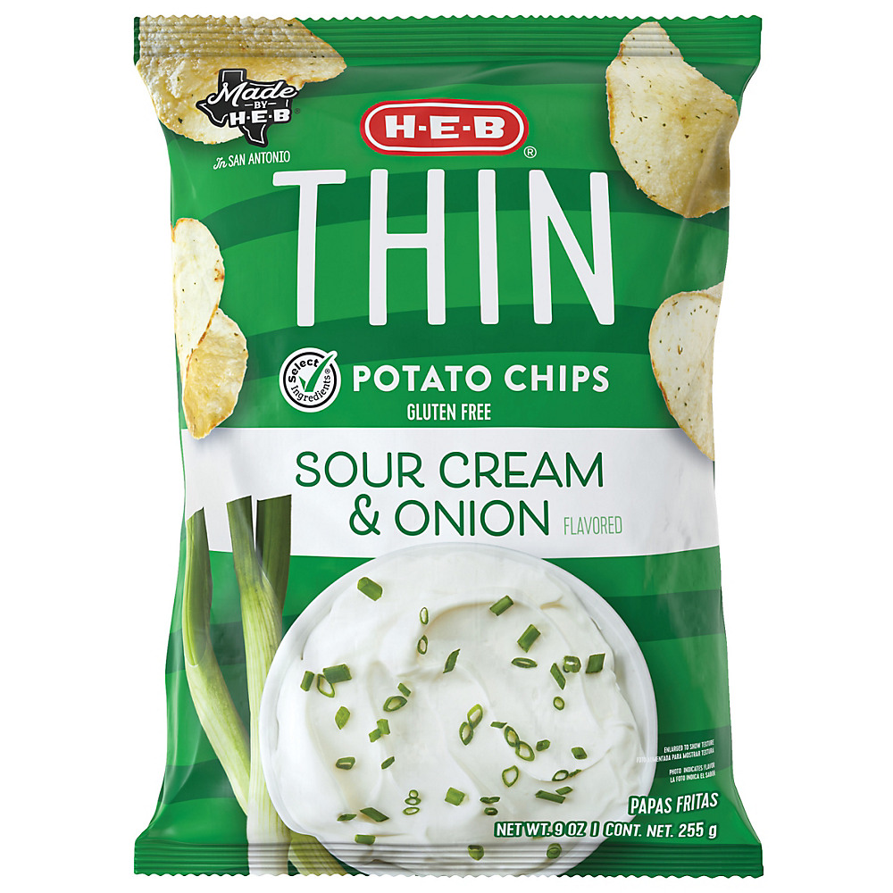 Calories in H-E-B Select Ingredients Thin Sour Cream & Onion Potato Chips, 9 oz