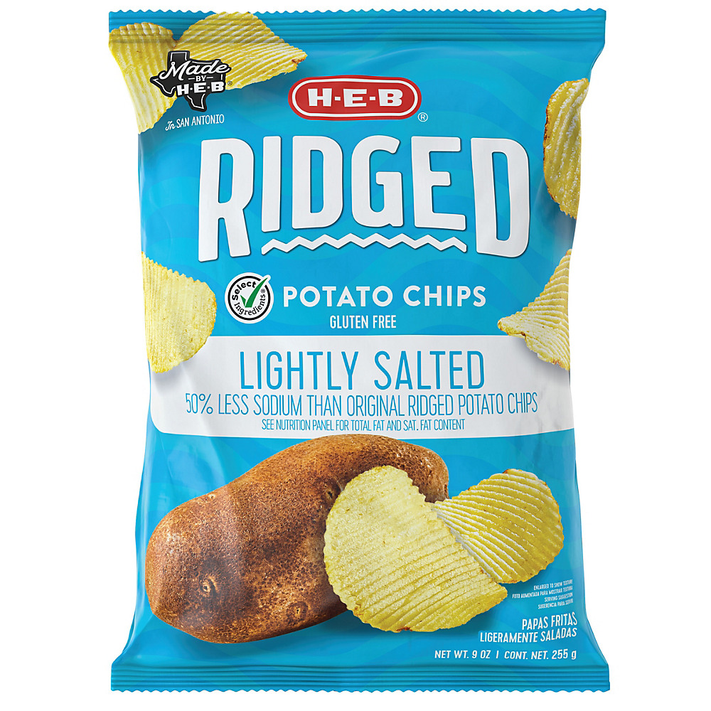 Calories in H-E-B Select Ingredients Ridged Lightly Salted Potato Chips, 9 oz