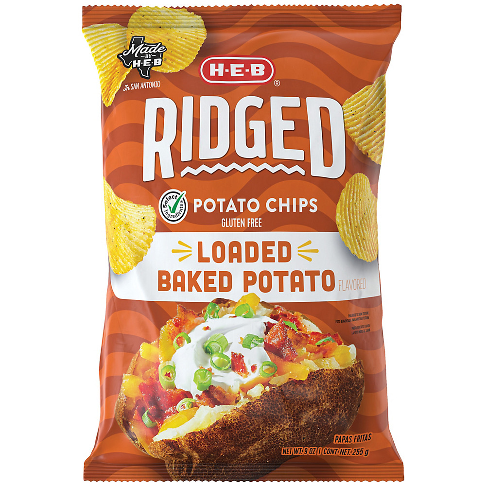 Calories in H-E-B Select Ingredients Ridged Loaded Baked Potato Potato Chips, 9 oz