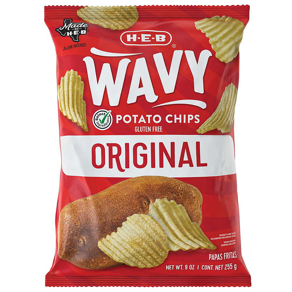 Calories in H-E-B Select Ingredients Wavy Original Potato Chips, 9 oz