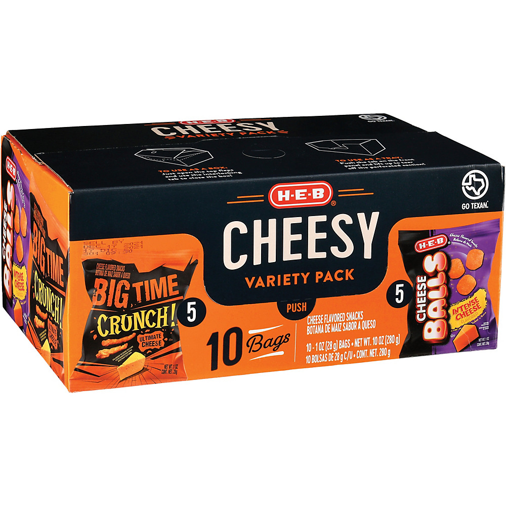 Calories in H-E-B Select Ingredients Cheesy Chip Variety Pack 1 oz Bags, 10 ct