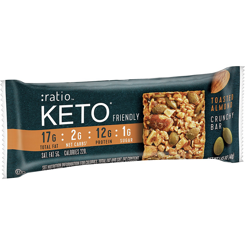Calories in Ratio Keto Toasted Almond Crunchy Bar, 1.45 oz