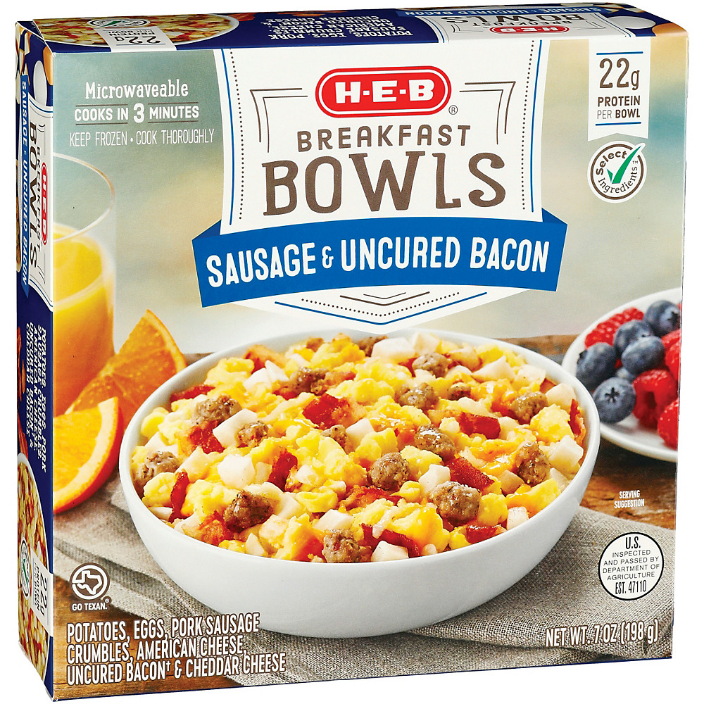 Calories in H-E-B Select Ingredients Sausage & Bacon Breakfast Bowl, 7 oz