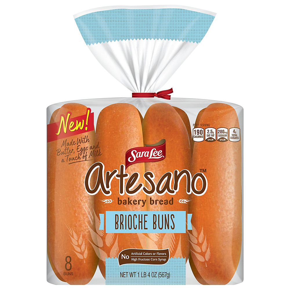 Calories in Sara Lee Artesano Brioche Hot Dog Buns, 8 ct