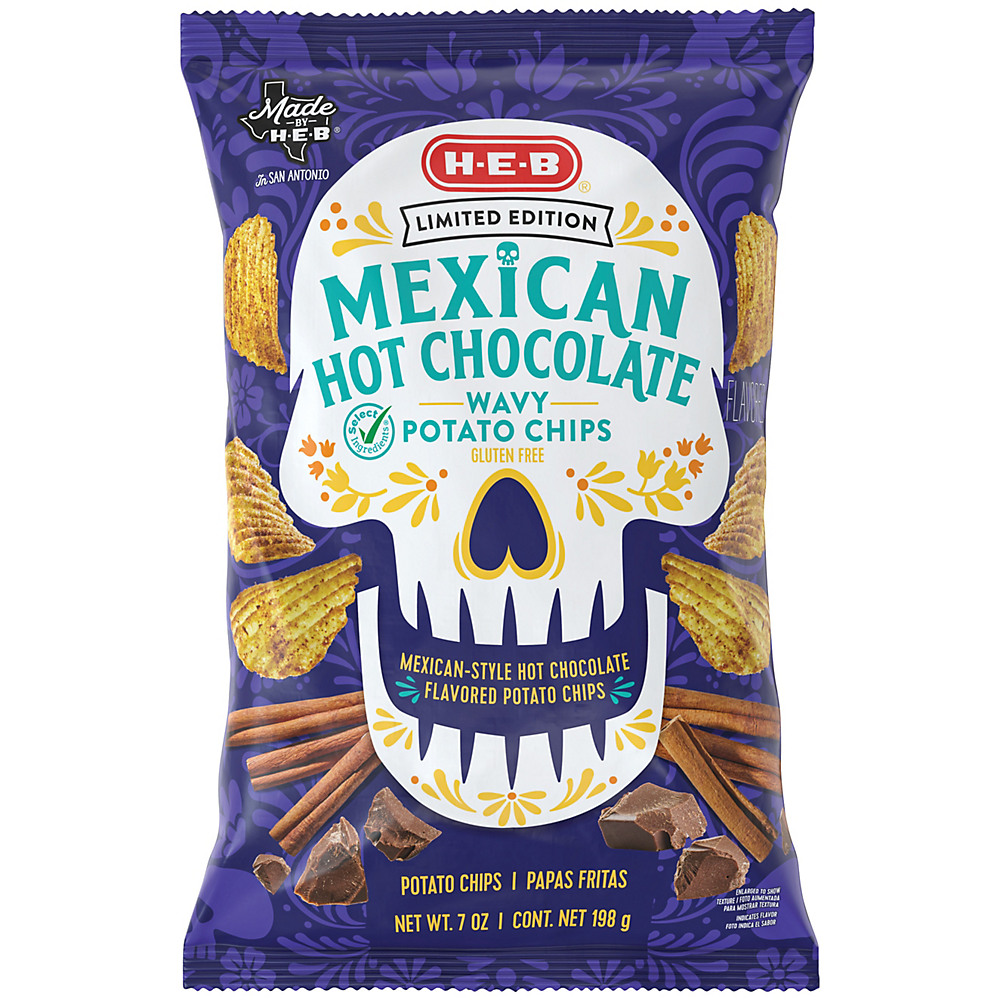 Calories in H-E-B Select Ingredients Wavy Mexican Hot Chocolate Potato Chips, 7 oz