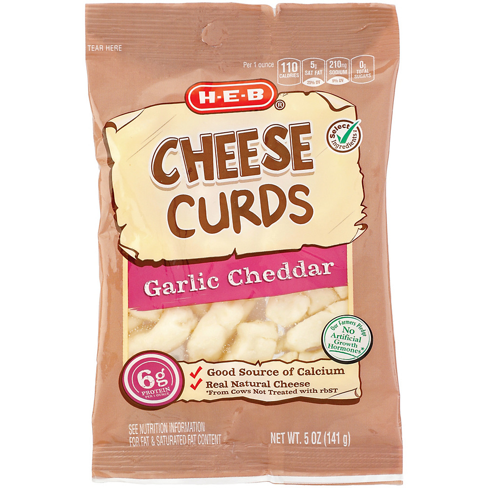 Calories in H-E-B Garlic Cheddar Cheese Curds, 5 oz