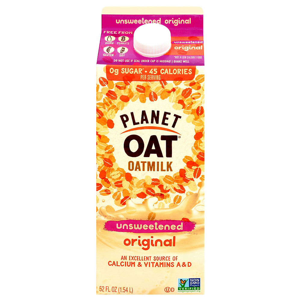 Calories in Planet Oat Unsweetened Original Oat Milk, 52 oz