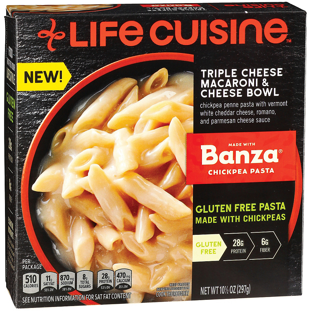 Calories in Life Cuisine Macaroni & Cheese Banza Chickpea Pasta Bowl, 10.5 oz