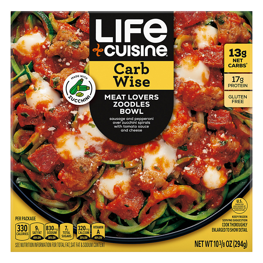 Calories in Life Cuisine Lifestyle Bowls Meatlovers Zoodles Bowl, 10.38 oz