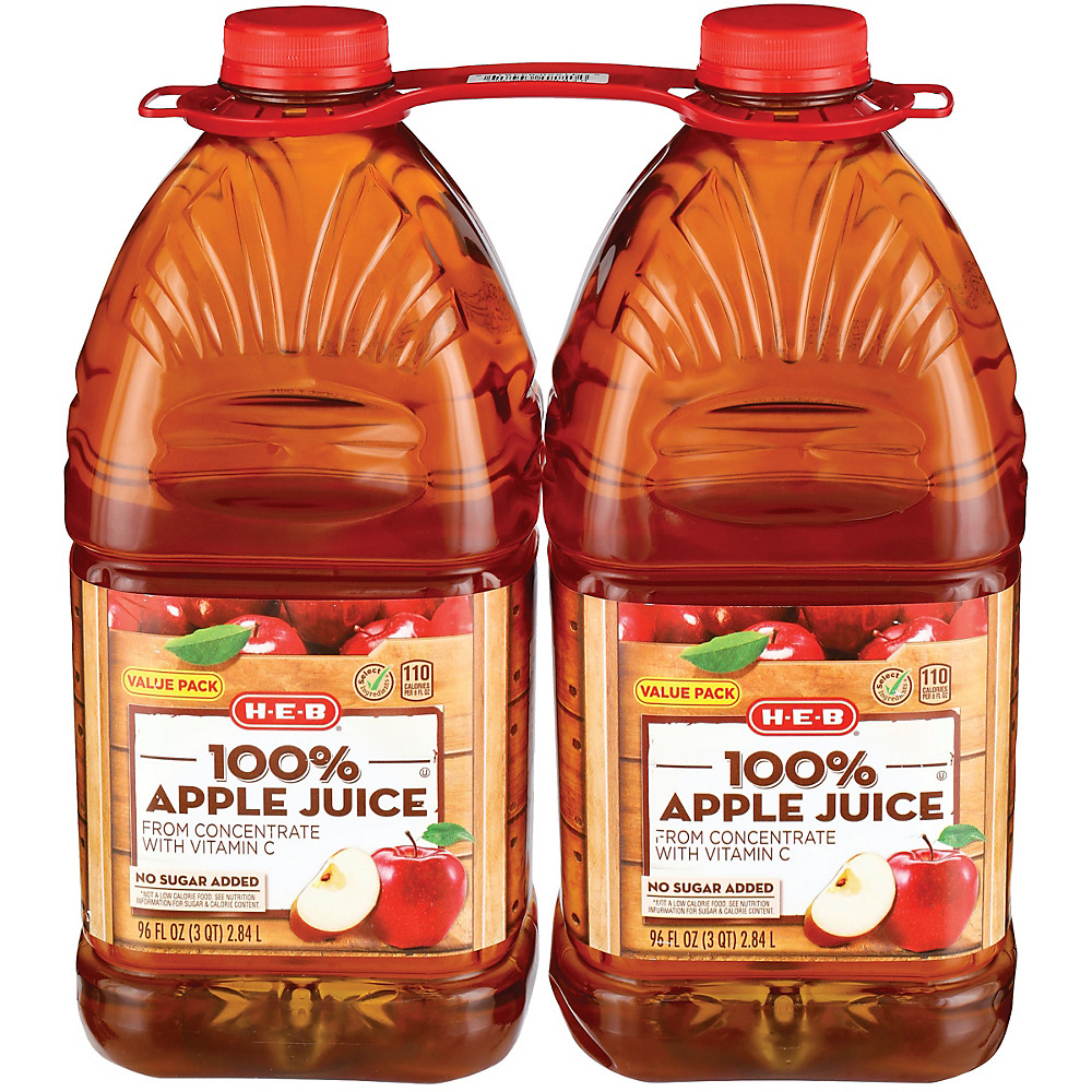 Calories in H-E-B 100% Apple Juice Value Pack 3 QT Bottles, 2 ct