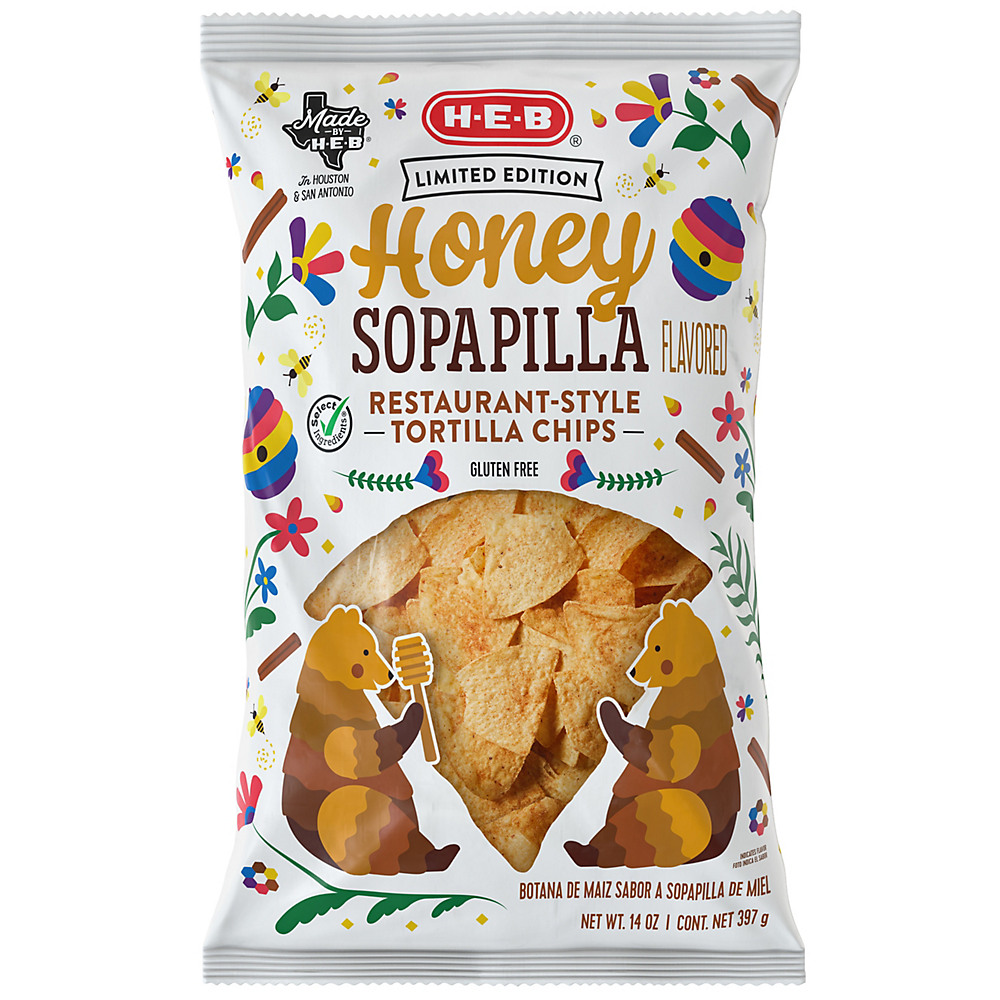 Calories in H-E-B Select Ingredients Honey Sopapilla Tortilla Chips, 14 oz
