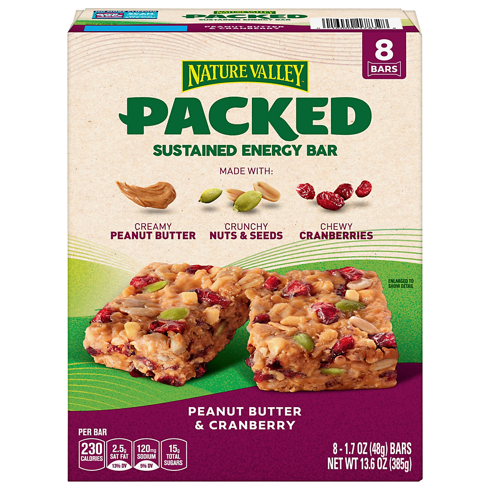 Calories in Nature Valley Peanut Butter & Cranberry Packed Energy Bar, 8 ct