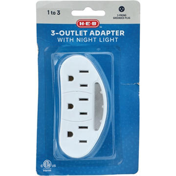 H-E-B 3-Outlet Adapter with Night Light