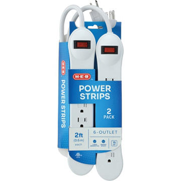 H-E-B 3-Outlet Power Strips, 2 pk