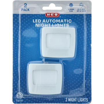 H-E-B LED Automatic Night Lights, 2 pk