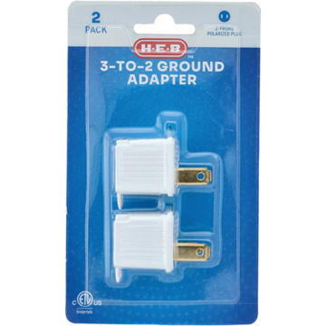H-E-B 3 to 2 Grounded Adapters, 2 pk