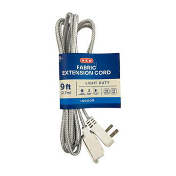 H-E-B Fabric Indoor Extension Cord - White, 9'
