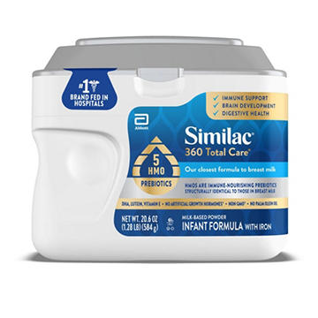 Similac 360 Total Care Infant Formula Powder with 5 HMO Prebiotics Tub, 20.6 oz