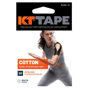 KT Tape Elastic Athletic Tape Strips - Black, 20 ct