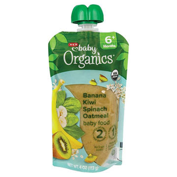 H-E-B Baby Organics Food Pouch – Banana Kiwi Spinach Oatmeal, 4 oz