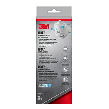 3M Aura Particulate Respirator 9205+ Protective Face Masks, 3 pk