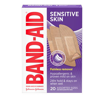 Band-Aid Sensitive Skin Bandages - Assorted Sizes, 20 ct