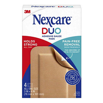 Nexcare Duo Adhesive Gauze Pads - Large, 4 ct