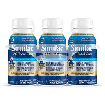 Similac 360 Total Care Ready-to-Feed Infant Formula with 5 HMO Prebiotics Bottles, 8 oz, 6 pk