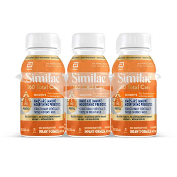 Similac 360 Total Care Sensitive Ready-to-Feed Infant Formula with 5 HMO Prebiotics, 8 oz, 6 pk