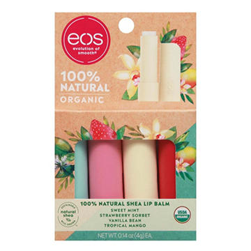 eos Organic Natural Shea Lip Balm Variety Pack, 4 pk