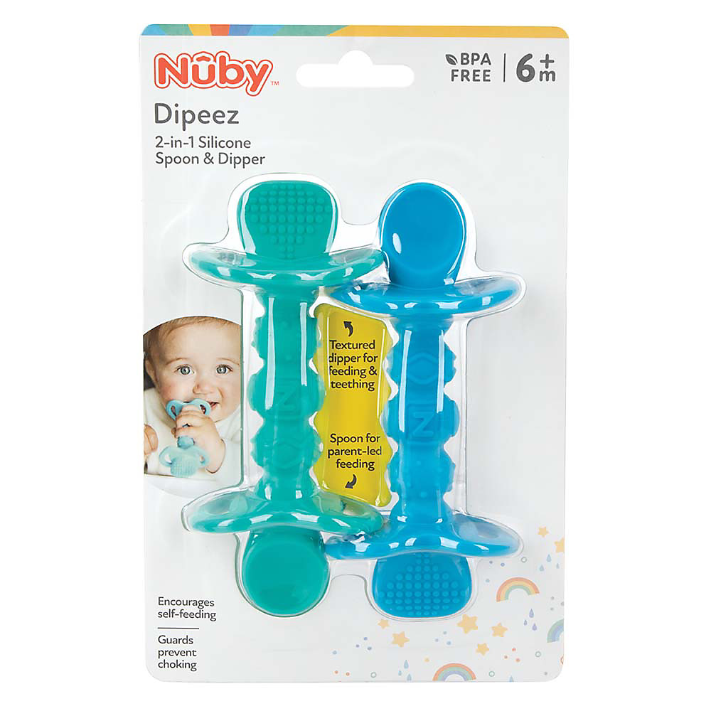 Nuby Dipeez Self Feeding Spoons 2 Pack Blue 