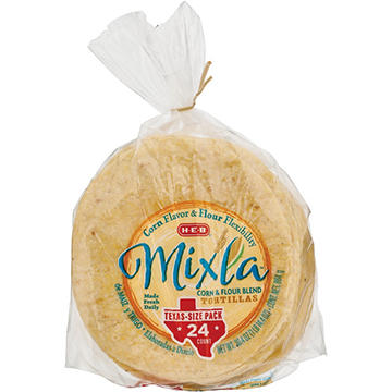 H-E-B Mixla Corn & Flour Blend Tortillas - Texas-Size Pack, 24 ct