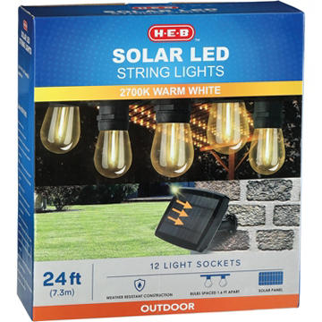 H-E-B Solar-Power LED String Lights, 24'