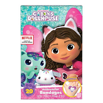 Gabby's Dollhouse Antibacterial Bandages - Assorted Sizes, 20 ct