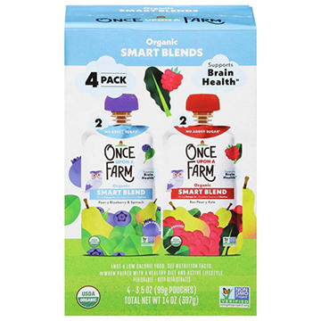 Once Upon a Farm Organic Smart Blend Pouches - Variety Pack, 4 pk