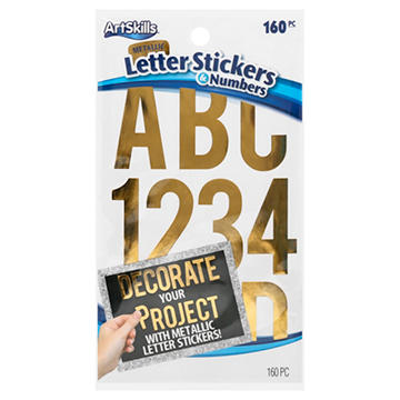 ArtSkills Metallic Letters & Numbers Stickers - Gold, 160 pc