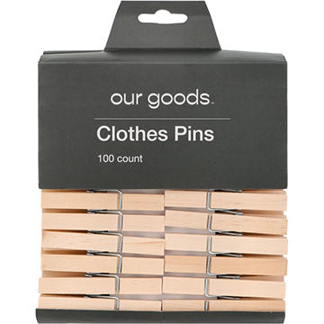 our goods Wooden Clothes Pins, 100 ct