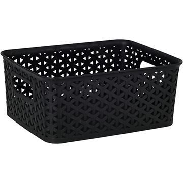 our goods Cross Weave Rectangle Storage Bin - Black, Small